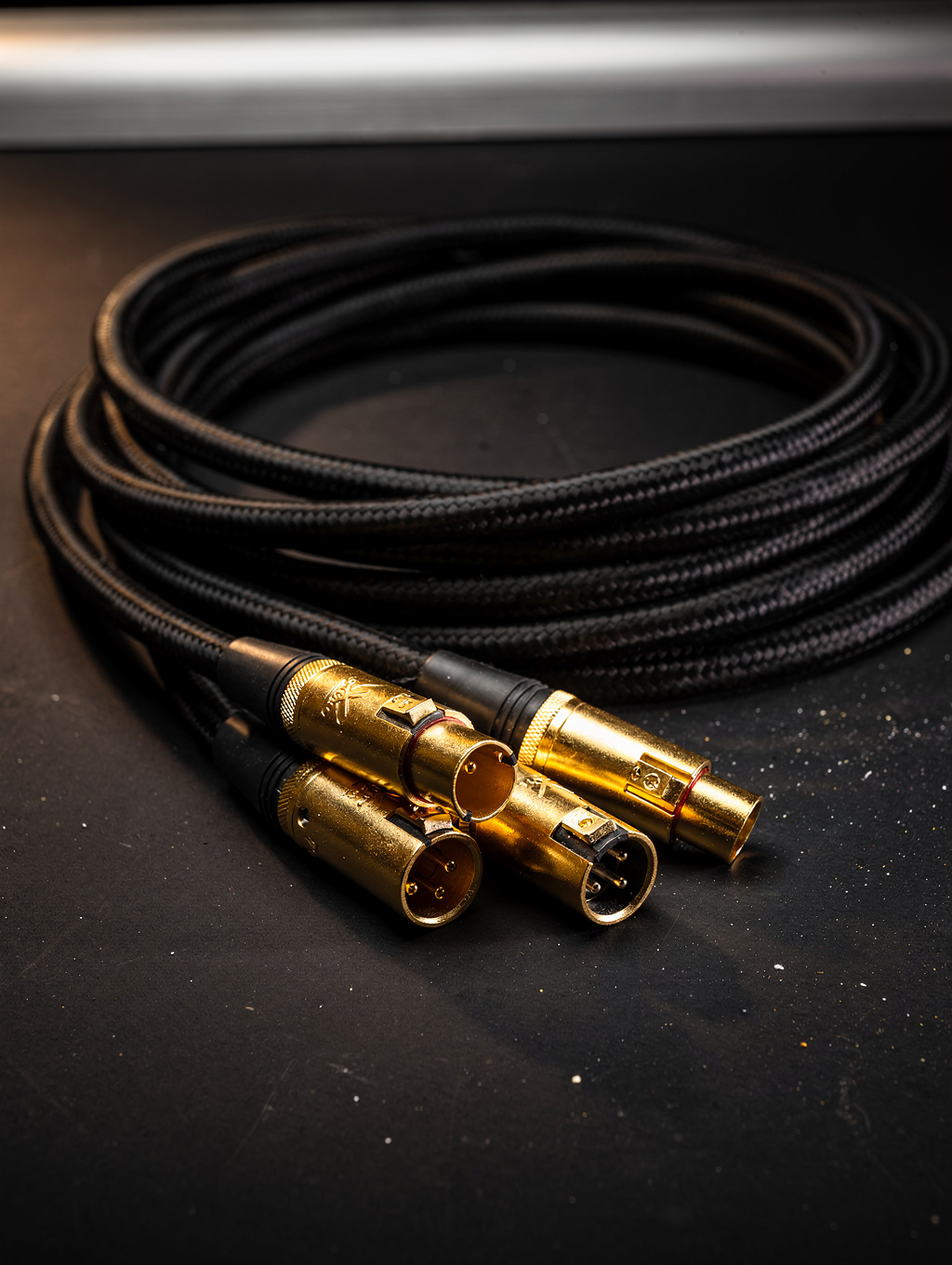 Detail of audio cables on the floor