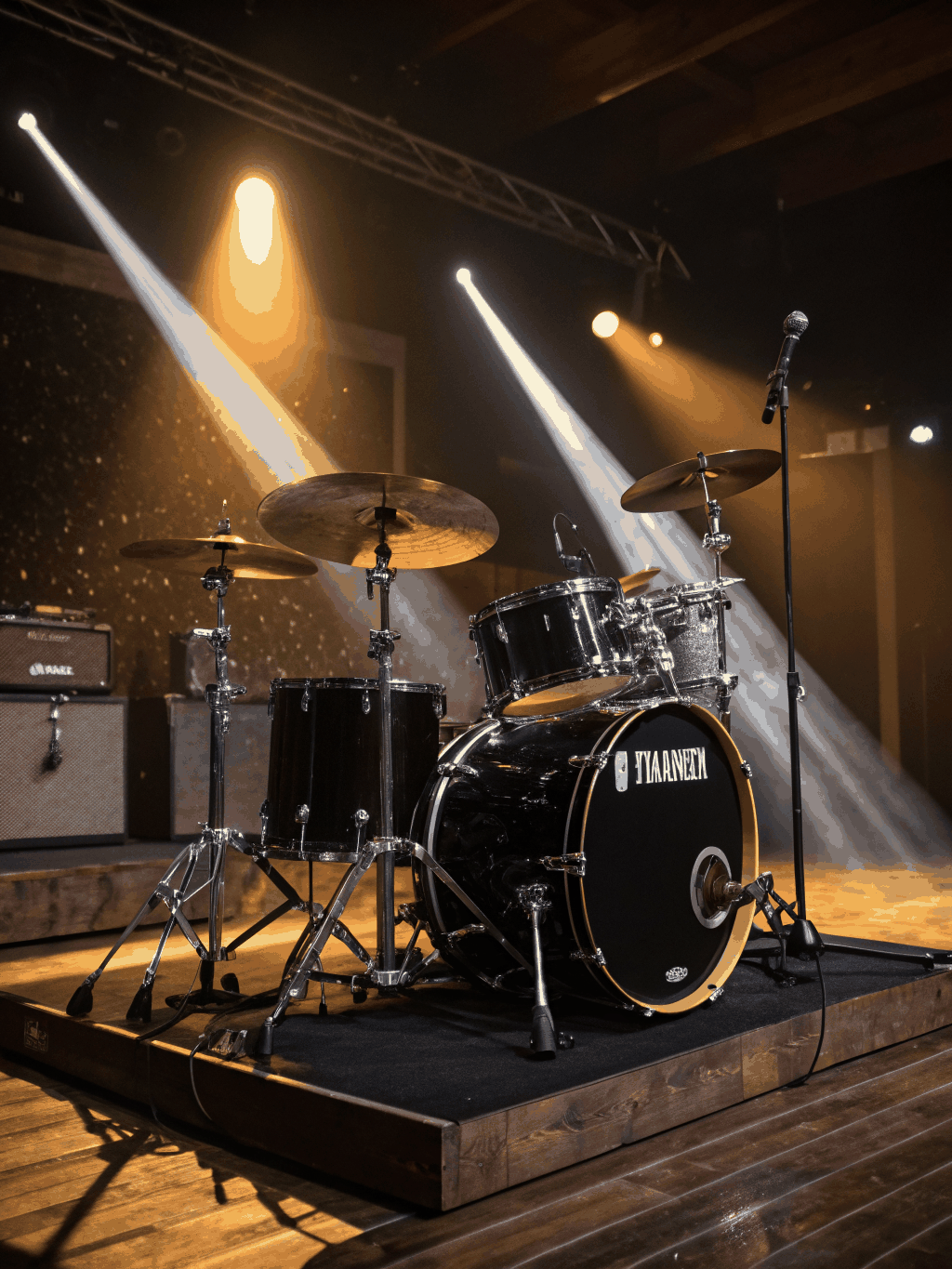 Overhead view of a premium drum kit