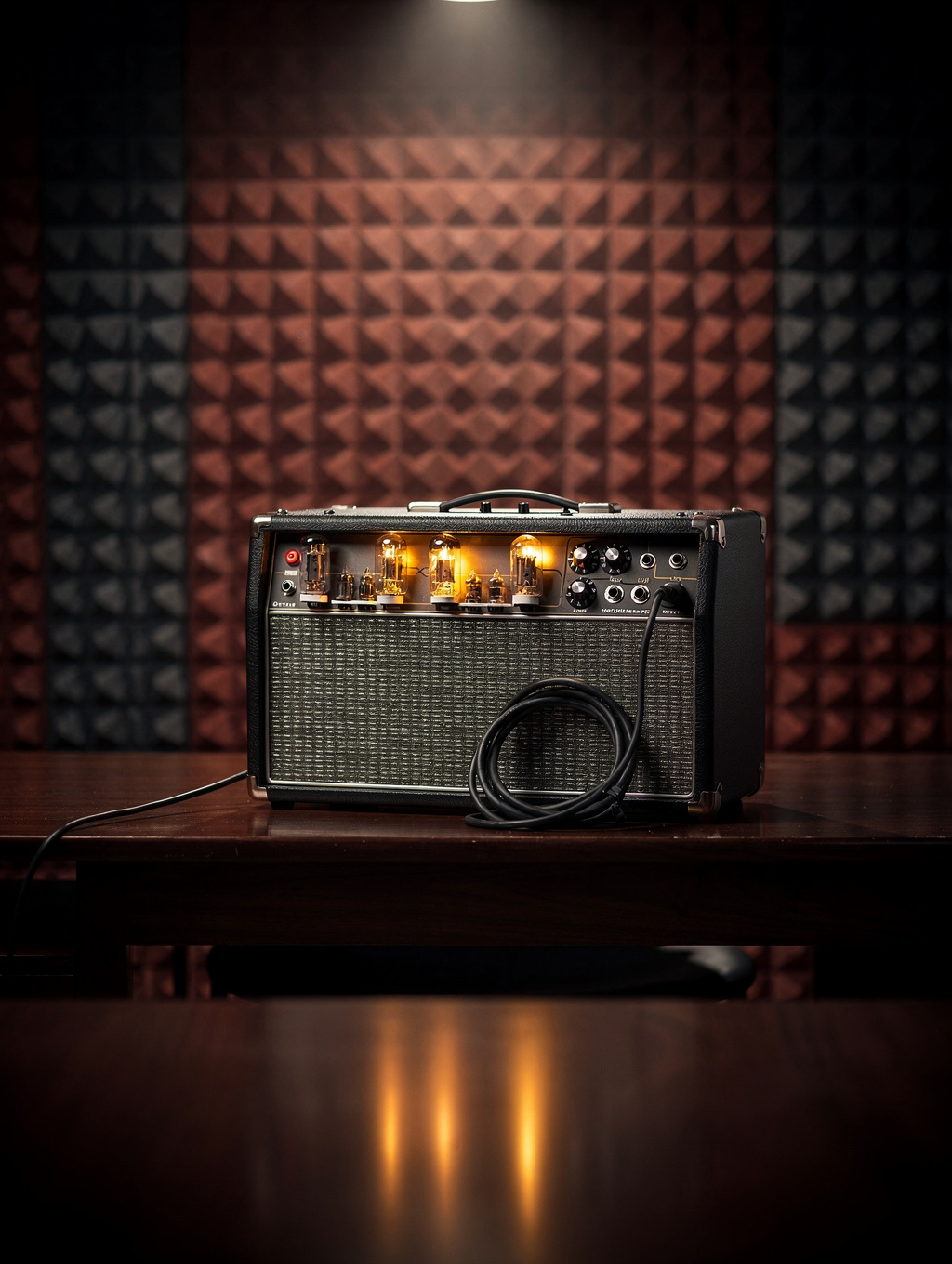 Glowing vacuum tubes in a guitar amp